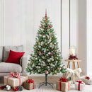 vidaXL Műanyag csuklós karácsonyfa bolyhos hóval Zöld és fehér 180 cm