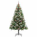 vidaXL Műanyag csuklós karácsonyfa bolyhos hóval Zöld és fehér 180 cm