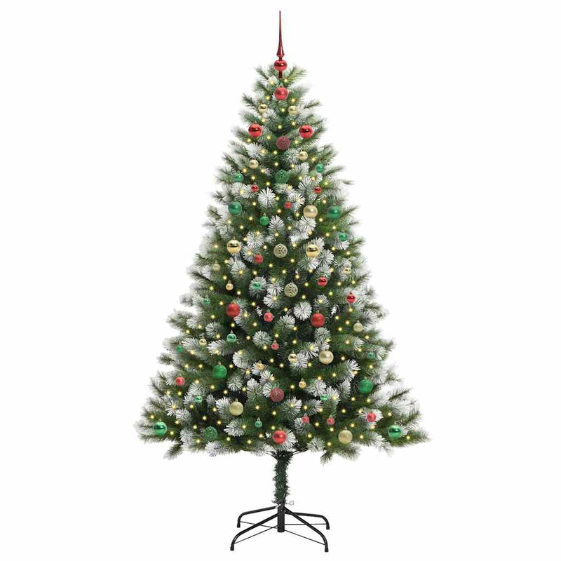 vidaXL Műanyag csuklós karácsonyfa bolyhos hóval Zöld és fehér 180 cm