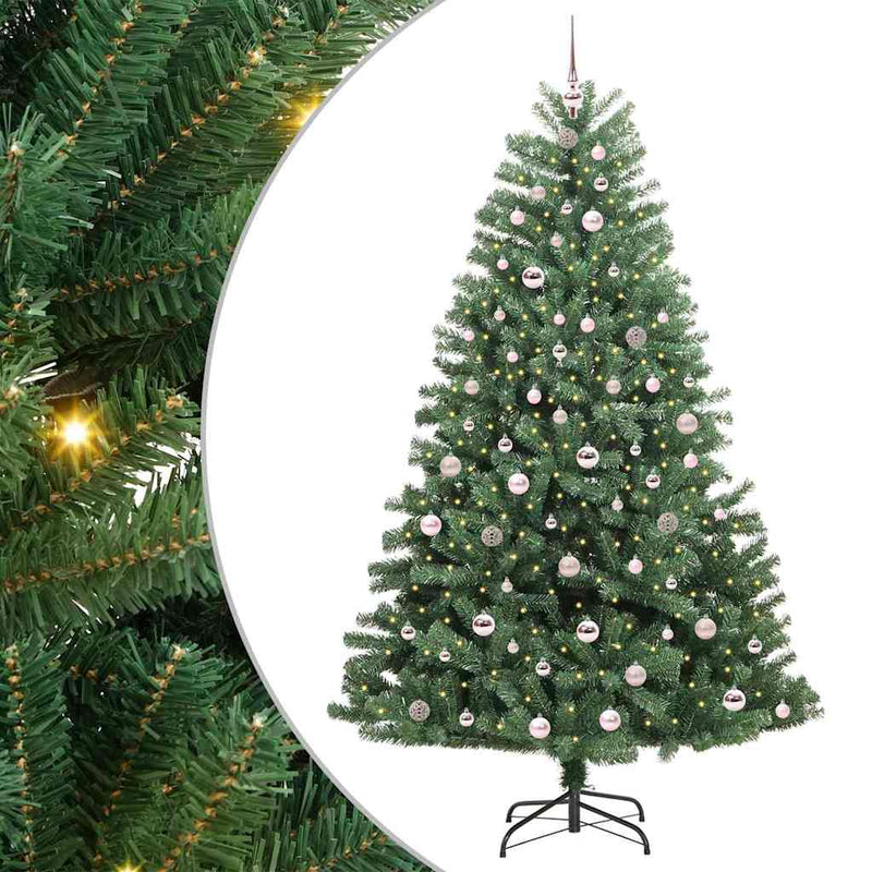 vidaXL Műanyag Hajtogatós Karácsonyfa Zöld 210 cm PVC és fém