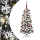 vidaXL Műanyag Hajtogatós Karácsonyfa 150 LED-del Zöld és Fehér 120 cm