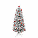 vidaXL Műanyag Hajtogatós Karácsonyfa 150 LED-del Zöld és Fehér 120 cm