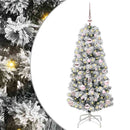 vidaXL Műanyag Hajtogatós Karácsonyfa 150 LED-del Zöld és Fehér 120 cm