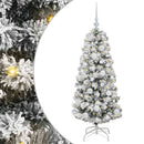 vidaXL Műanyag Hajtogatós Karácsonyfa 150 LED-del Zöld és Fehér 120 cm