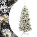 vidaXL Műanyag Hajtogatós Karácsonyfa 150 LED-del Zöld és Fehér 120 cm