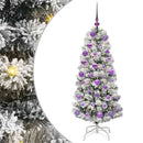vidaXL Műanyag Hajtogatós Karácsonyfa 150 LED-del Zöld és Fehér 120 cm