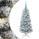 vidaXL Műanyag Hajtogatós Karácsonyfa 150 LED-del Zöld és Fehér 120 cm