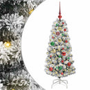 vidaXL Műanyag Hajtogatós Karácsonyfa 150 LED-del Zöld és Fehér 120 cm