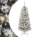 vidaXL Műanyag Hajtogatós Karácsonyfa 150 LED-del Zöld és Fehér 150 cm