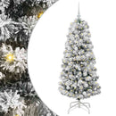 vidaXL Műanyag Hajtogatós Karácsonyfa 150 LED-del Zöld és Fehér 150 cm