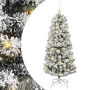 vidaXL Műanyag Hajtogatós Karácsonyfa 150 LED-del Zöld és Fehér 150 cm