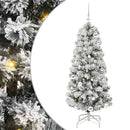 vidaXL Műanyag Hajtogatós Karácsonyfa 150 LED-del Zöld és Fehér 150 cm