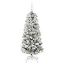 vidaXL Műanyag Hajtogatós Karácsonyfa 150 LED-del Zöld és fehér 150 cm