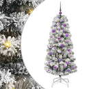 vidaXL Műanyag Hajtogatós Karácsonyfa 150 LED-del Zöld és Fehér 150 cm