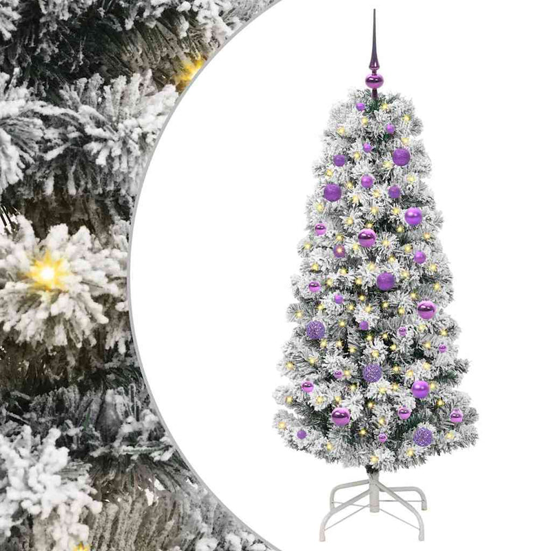 vidaXL Műanyag Hajtogatós Karácsonyfa LED -es lámpákkal 150 cm PVC