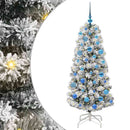 vidaXL Műanyag Hajtogatós Karácsonyfa 150 LED-del Zöld és Fehér 150 cm