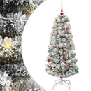 vidaXL Műanyag Hajtogatós Karácsonyfa 150 LED-del Zöld és Fehér 150 cm