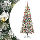 vidaXL Műanyag Hajtogatós Karácsonyfa 300 LED-del Zöld és Fehér 180 cm
