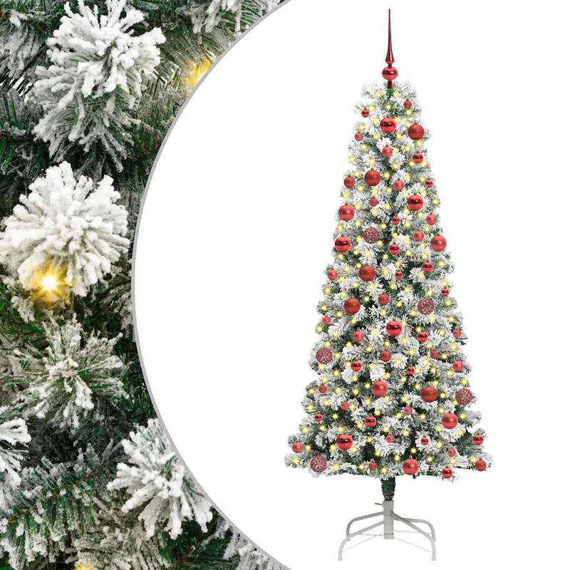 vidaXL Műanyag Hajtogatós Karácsonyfa LED -es lámpákkal 180 cm PVC