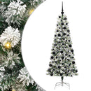 vidaXL Műanyag Hajtogatós Karácsonyfa 300 LED-del Zöld és Fehér 180 cm