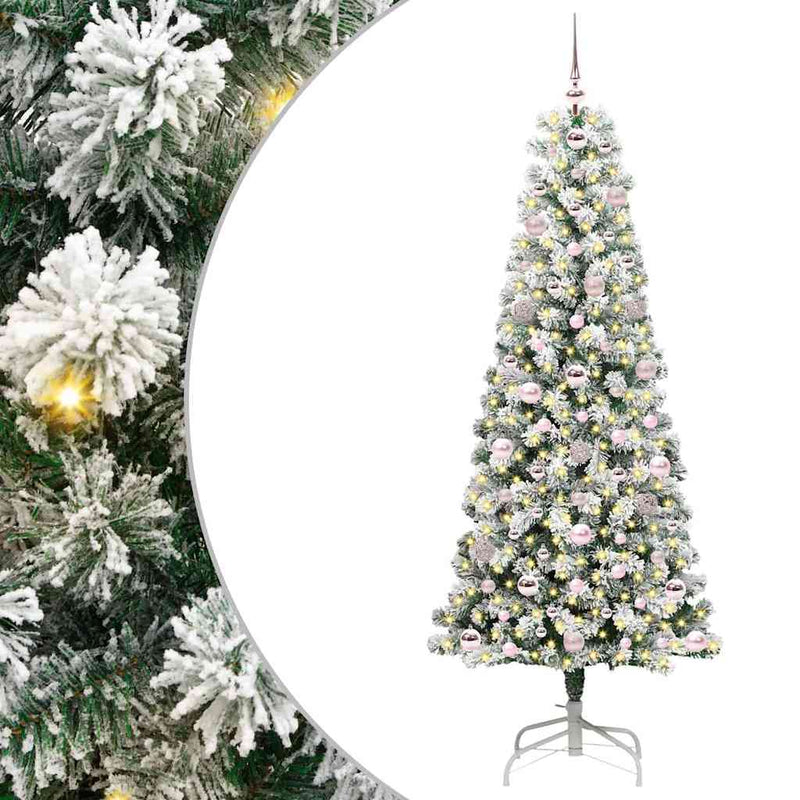 vidaXL Műanyag Hajtogatós Karácsonyfa LED -es lámpákkal 180 cm PVC