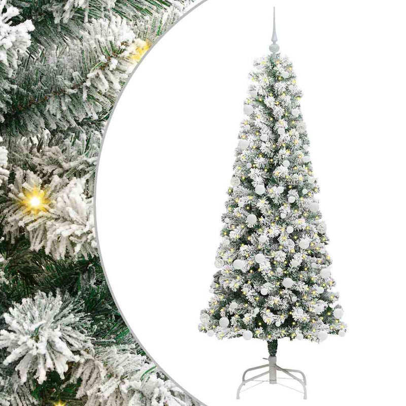 vidaXL Műanyag Hajtogatós Karácsonyfa LED -es lámpákkal 180 cm PVC