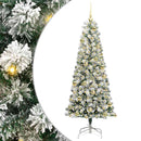 vidaXL Műanyag Hajtogatós Karácsonyfa 300 LED-del Zöld és fehér 180 cm