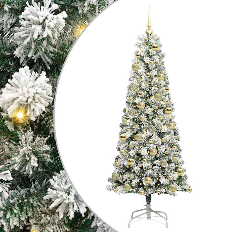vidaXL Műanyag Hajtogatós Karácsonyfa LED -es lámpákkal 180 cm PVC