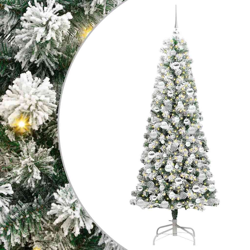 vidaXL Műanyag Hajtogatós Karácsonyfa LED -es lámpákkal 180 cm PVC