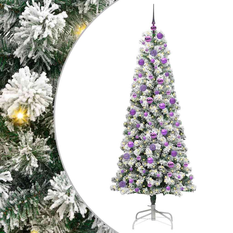 vidaXL Műanyag Hajtogatós Karácsonyfa LED -es lámpákkal 180 cm PVC