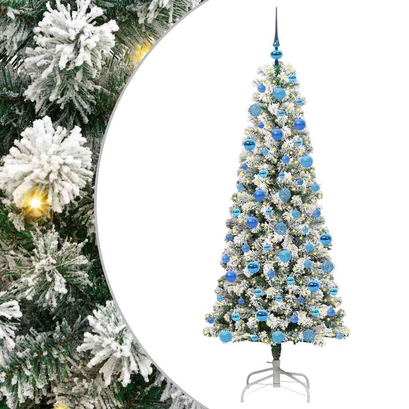 vidaXL Műanyag Hajtogatós Karácsonyfa LED -es lámpákkal 180 cm PVC