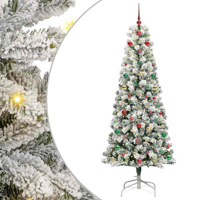 vidaXL Műanyag Hajtogatós Karácsonyfa LED -es lámpákkal 180 cm PVC