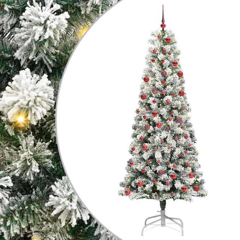 vidaXL Műanyag Hajtogatós Karácsonyfa LED -es lámpákkal 210 cm PVC