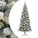 vidaXL Műanyag Hajtogatós Karácsonyfa 300 LED-del Zöld és Fehér 210 cm