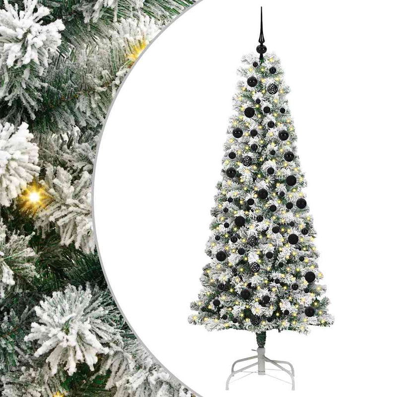 vidaXL Műanyag Hajtogatós Karácsonyfa LED -es lámpákkal 210 cm PVC