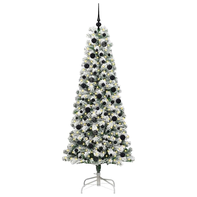 vidaXL Műanyag Hajtogatós Karácsonyfa LED -es lámpákkal 210 cm PVC