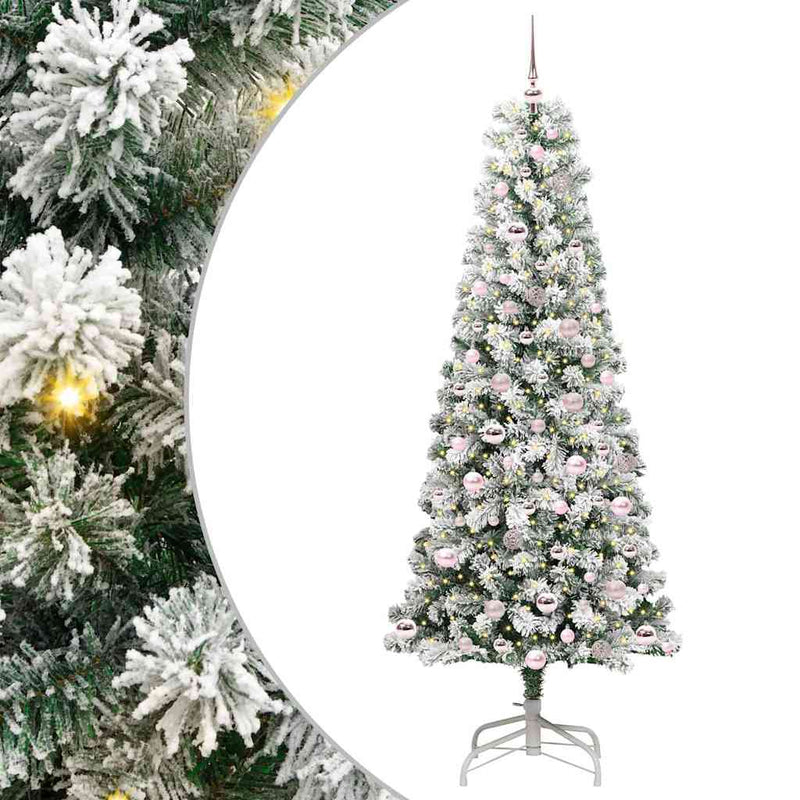 vidaXL Műanyag Hajtogatós Karácsonyfa LED -es lámpákkal 210 cm PVC