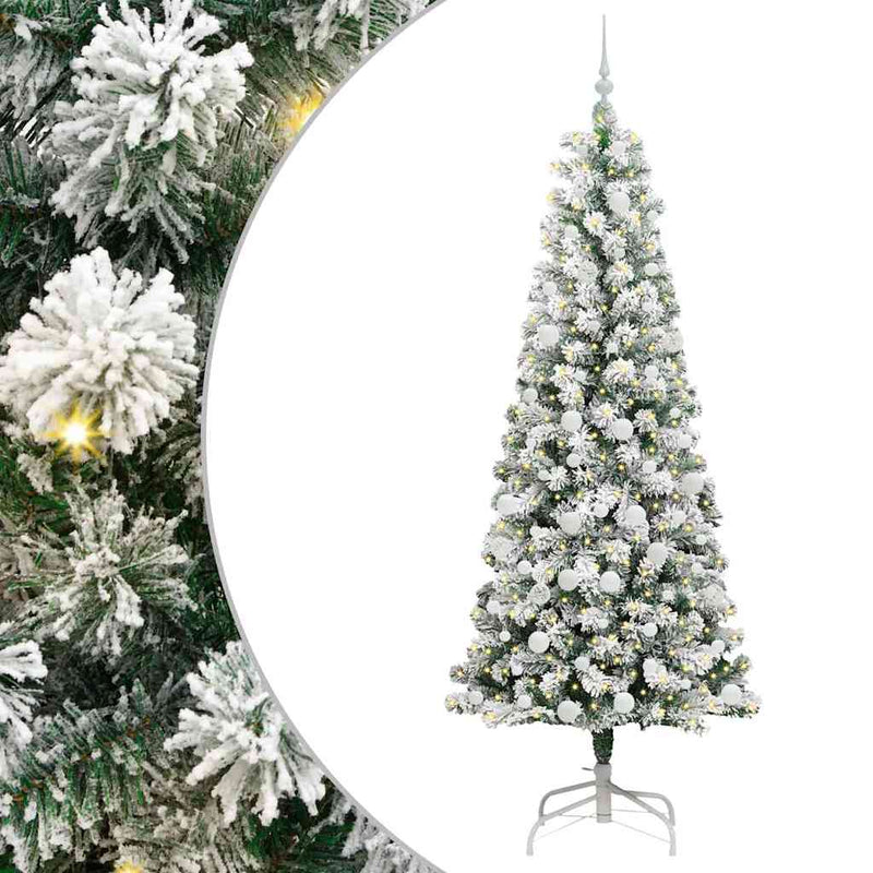 vidaXL Műanyag Hajtogatós Karácsonyfa LED -es lámpákkal 210 cm PVC