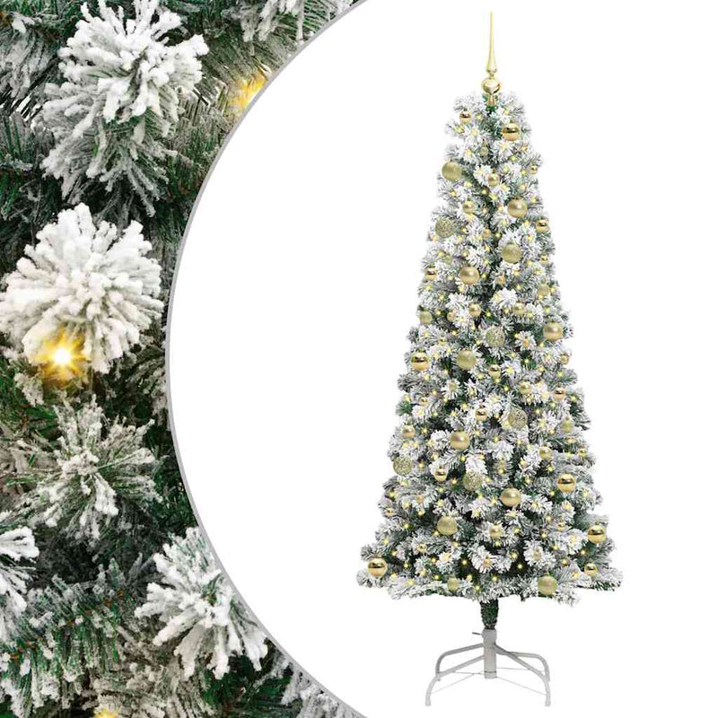 vidaXL Műanyag Hajtogatós Karácsonyfa LED -es lámpákkal 210 cm PVC