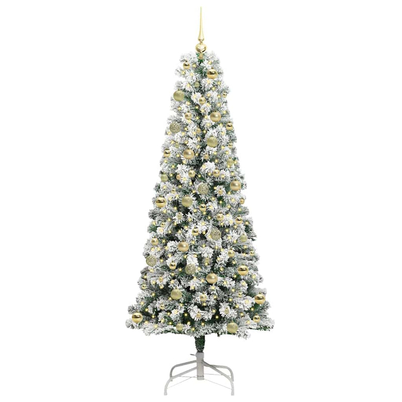 vidaXL Műanyag Hajtogatós Karácsonyfa LED -es lámpákkal 210 cm PVC