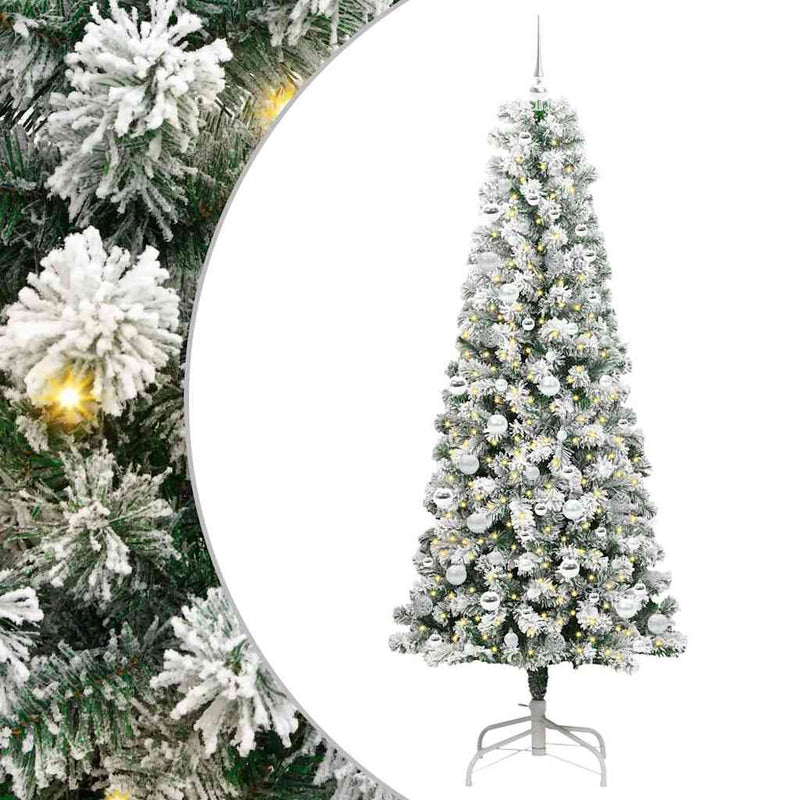 vidaXL Műanyag Hajtogatós Karácsonyfa LED -es lámpákkal 210 cm PVC