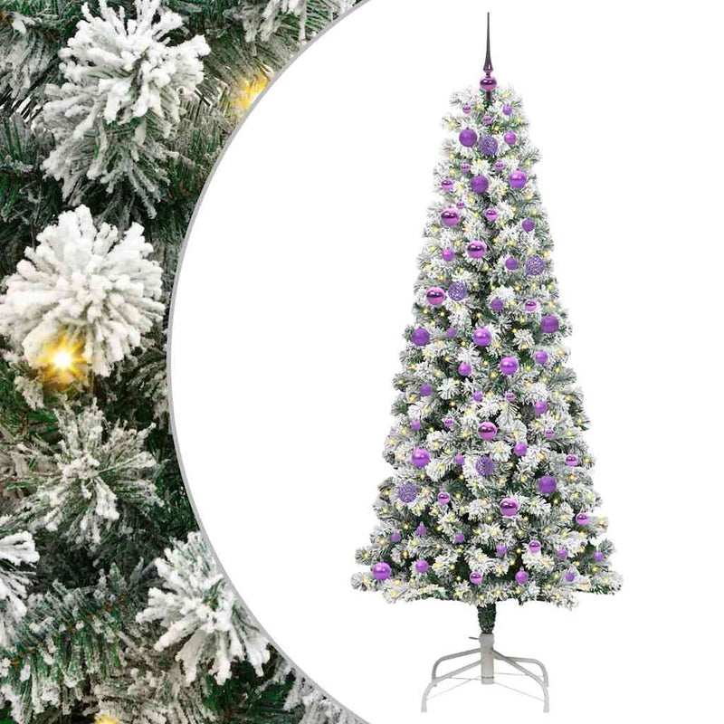 vidaXL Műanyag Hajtogatós Karácsonyfa LED -es lámpákkal 210 cm PVC