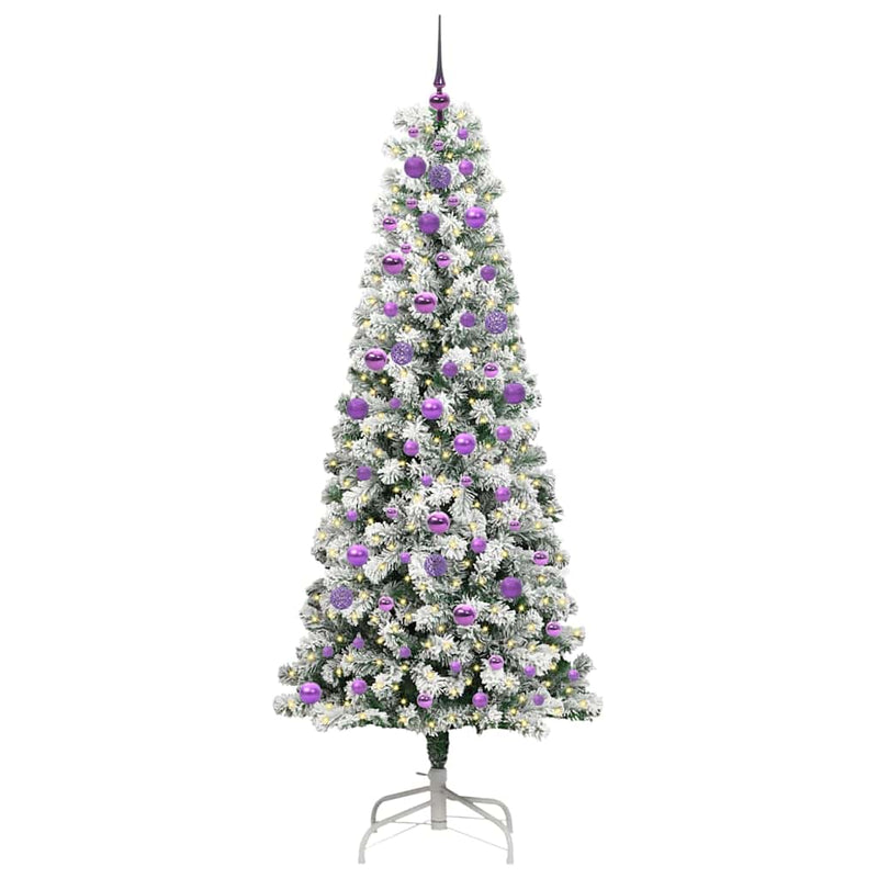 vidaXL Műanyag Hajtogatós Karácsonyfa LED -es lámpákkal 210 cm PVC