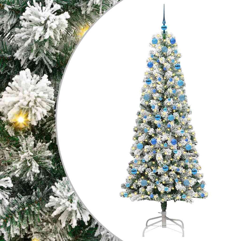 vidaXL Műanyag Hajtogatós Karácsonyfa LED -es lámpákkal 210 cm PVC