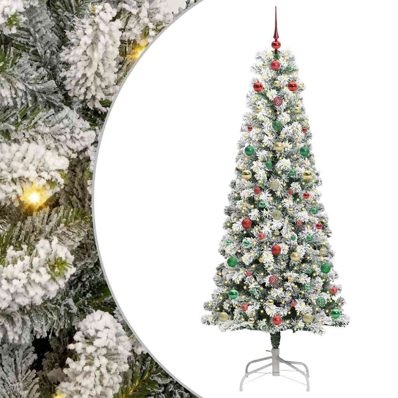 vidaXL Műanyag Hajtogatós Karácsonyfa LED -es lámpákkal 210 cm PVC
