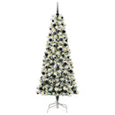 vidaXL Műanyag Hajtogatós Karácsonyfa 300 LED-del Zöld és fehér 240 cm