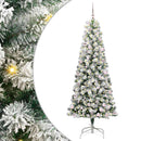 vidaXL Műanyag Hajtogatós Karácsonyfa 300 LED-del Zöld és Fehér 240 cm