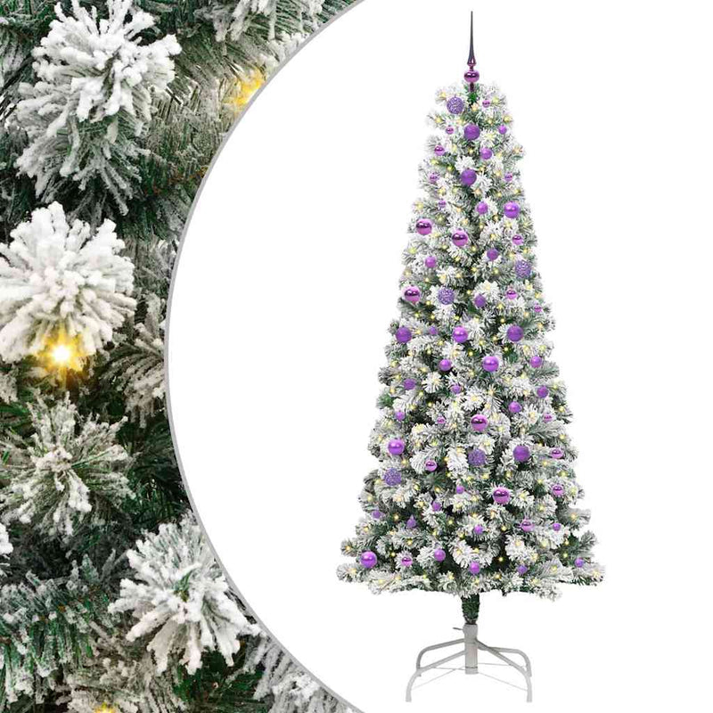 vidaXL Műanyag Hajtogatós Karácsonyfa LED -es lámpákkal 240 cm PVC
