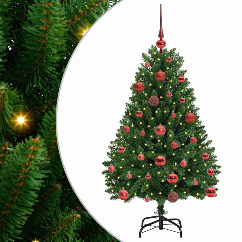 vidaXL Mű karácsonyfa LED -es lámpákkal Zöld 120 cm PVC és fém