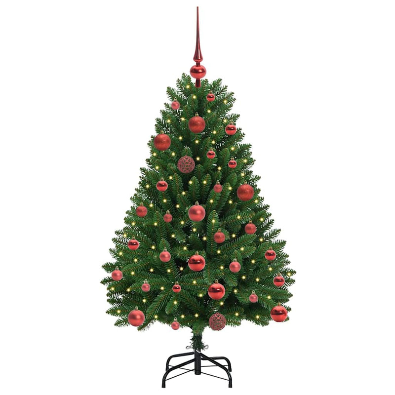 vidaXL Mű karácsonyfa LED -es lámpákkal Zöld 120 cm PVC és fém